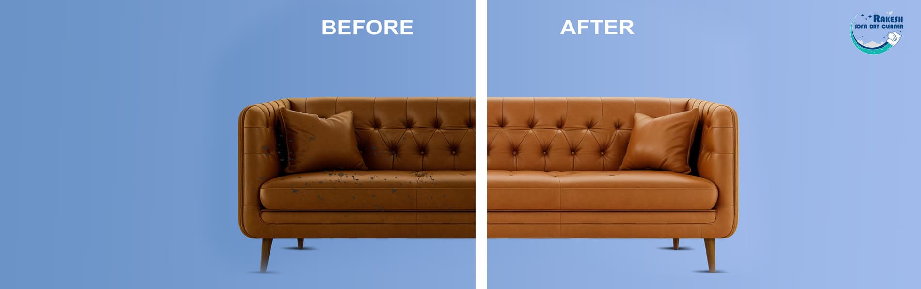 Before and after sofa cleaning comparison
